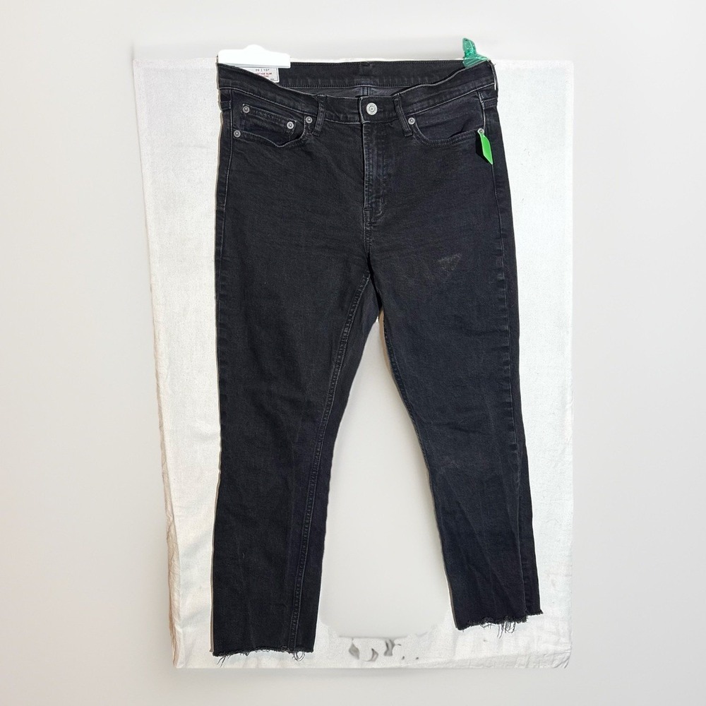 Women's Gap Black Straight Leg Jeans Size 30 10P Vintage Slim Mid Rise